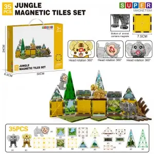 Wholesale Jungle Animal Magnetic Tiles Toy Set Wild Animals Magnet Building Blocks for Kids