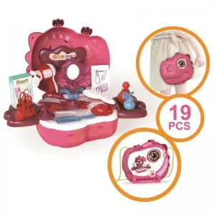19pcs Simulated Beauty Cosmetic Toys Kids Girls Hair Stylist Cosmetician Role Play Game