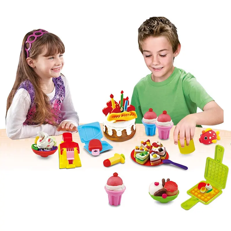 Preschool Kids Pretend Play Birthday Party Cake Making Clay Tool Set Deluxe Plasticine DIY Mold Kit Child Educational Doug (