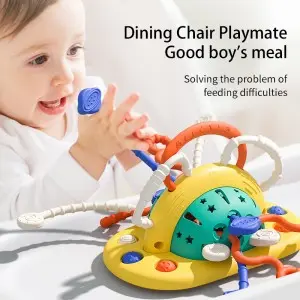 Infant Teething Comfort Toys Toddler Bubble Fidget Balls Baby Sensory Silicone Pull String Montessori Toys with Suction Cups