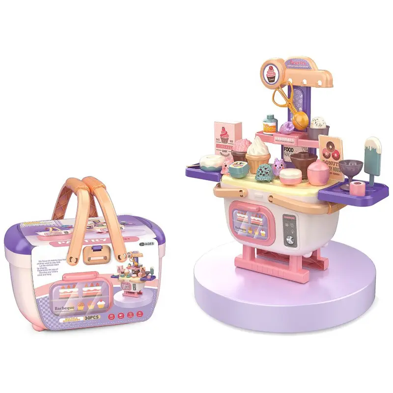 30pcs Simulated Popsicle Ice Cream Doughnut Dessert Pastry Toy Set with Carrying Basket Featured Image