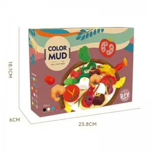 Children Pretend Play Breakfast Pizza Making Clay Set DIY Colorful Plasticine and Tool Kit Toddler Montesorri Kids Dough Toys
