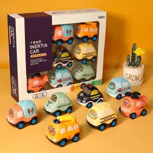Children Cartoon Inertia Vehicle Funny Coasting Car Voiture De Jouet Spielzeugauto Toddler Plastic Friction Power Toy Car Set