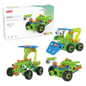 63PCS 3 in 1 STEM Creative Self Assembly Truck 3D Novelty Shapes Construction Play Kit IQ Development Screw Building Blocks Toy