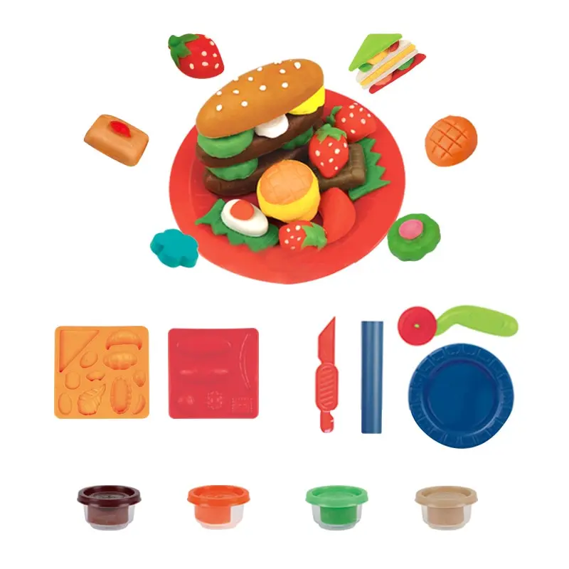 Creative Kids Air Dry Clay Modeling Art and Craft Kit Preschool Children DIY Sandwich Breakfast Plasticine Toys Developin (
