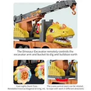 1: 14 Urban Construction Engineering Car Off Road Climbing Drifting Stunt Vehicle Kids R/C Dinosaur Toy Truck with Light & Music