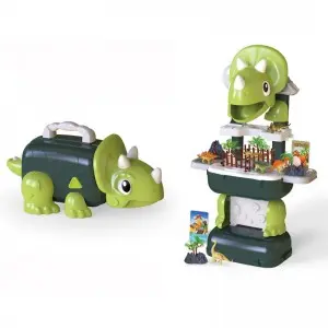 Deluxe 42 Pieces Mini Plastic Dinosaur Model Toy  Fence Volcano Tree Eggs for Kids