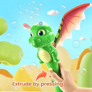 Orange/ Green Cartoon Flying Dragon Bubble Wand Toy with Light Music