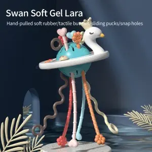 Toddler Sensory Montessori Educational Toys Infant Teething Toy Baby Fine Finger Movement Skill Training Swan Pull String Toy
