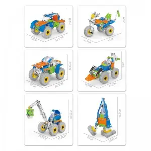 209PCS 6 in 1 Kids Drill Screw Nut Puzzle Building Block Play Kit STEAM Educational Take Part Vehicle Toys DIY Assembly Truck