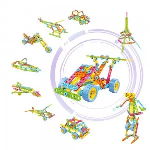 179pcs 10 Models In 1 STEM Building Blocks Kids DIY Plastic Screw Nut Connecting Toys To Assemble