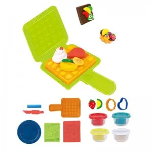 4 Tubs Colored Plasticine and Modeling Tools Kit Children Educational DIY Waffle Making Mold Play Dough Set for Kids Ages 3+