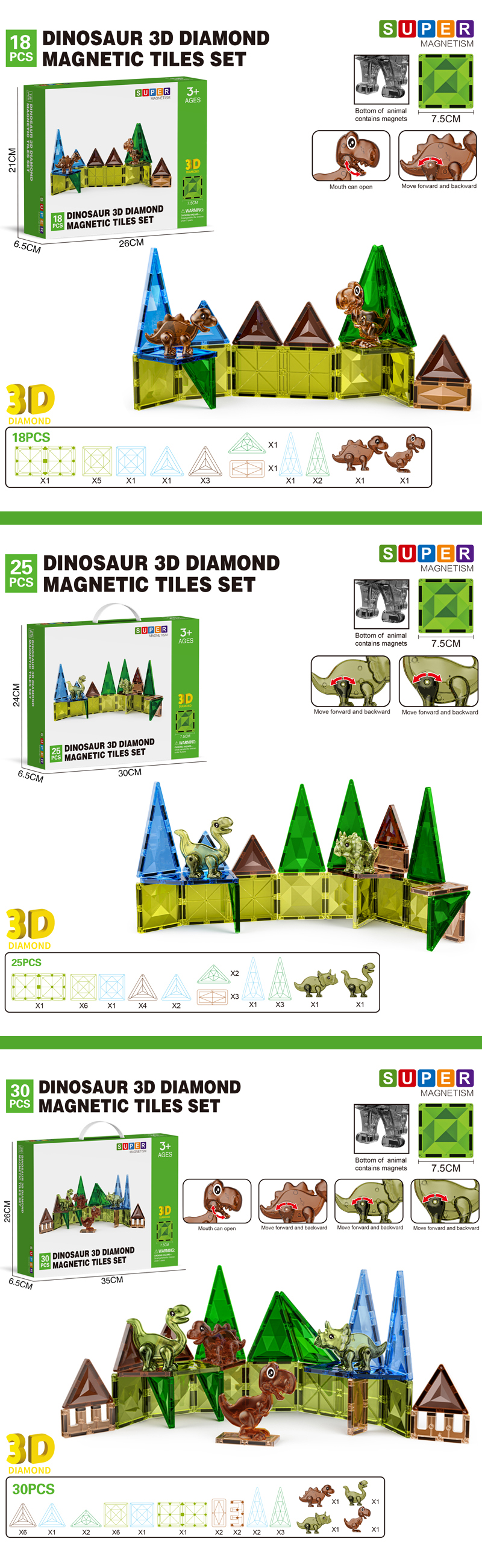 Magnetic Dinosaur Tiles 详情