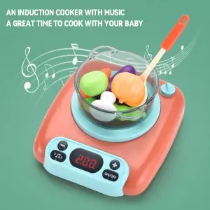 51pcs Pretend Play Music Light Spray Induction Cooker Simulation Tableware Kitchenware Kitchen Food Toy Cooking Set for Kids