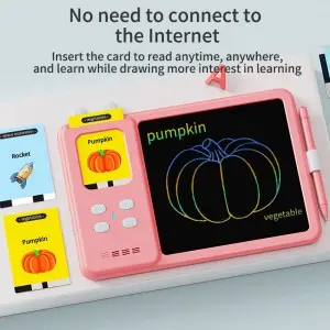 2-in-1 LCD Writing Drawing Tablet English Talking Flash Cards Montessori Educational Learning Machine Autism Sensory Toy for Kid