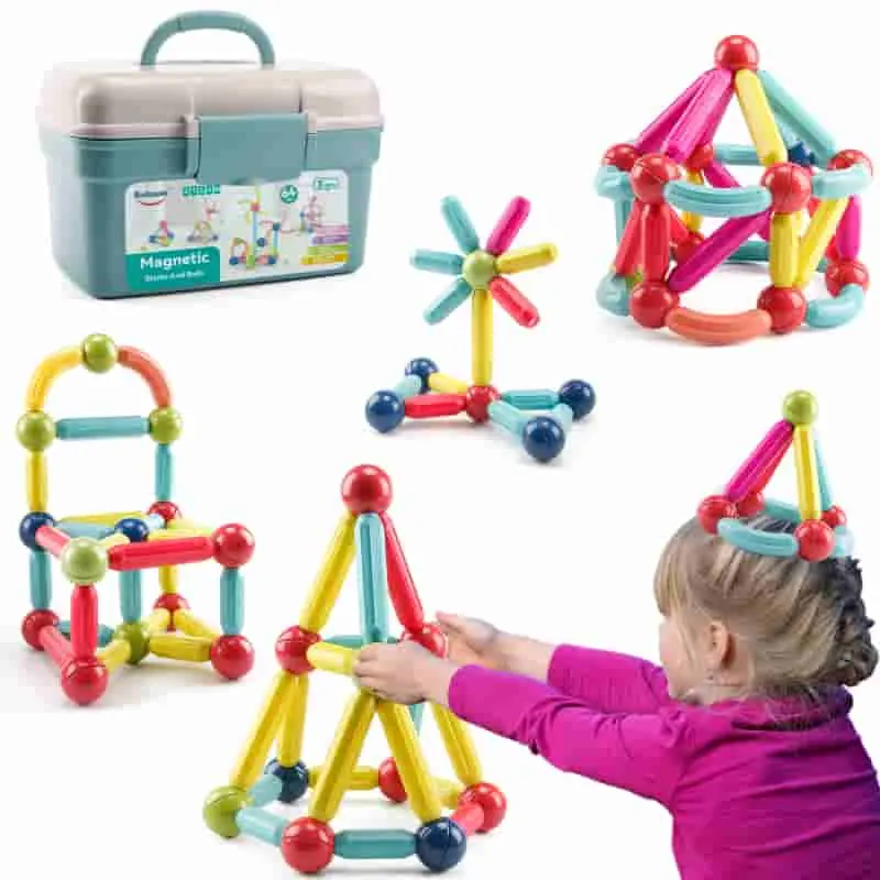 Kids DIY Flexible Connect Plastic Bar Toy Set Montessori Educational STEM Sticks and Balls 3D Magnetic Blocks for Children (4)