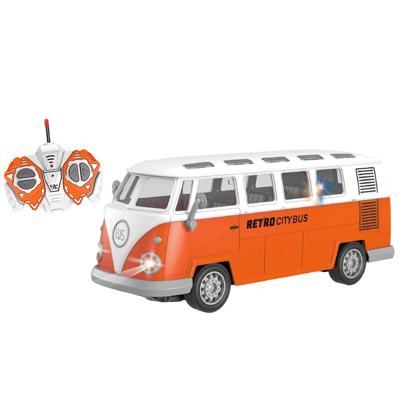 1/30 Electric Rc Retro City Bus Model 27Mhz 4 Channel Children Battery Operated Light Up Remote Control Bus Toy for Kids Featured Image