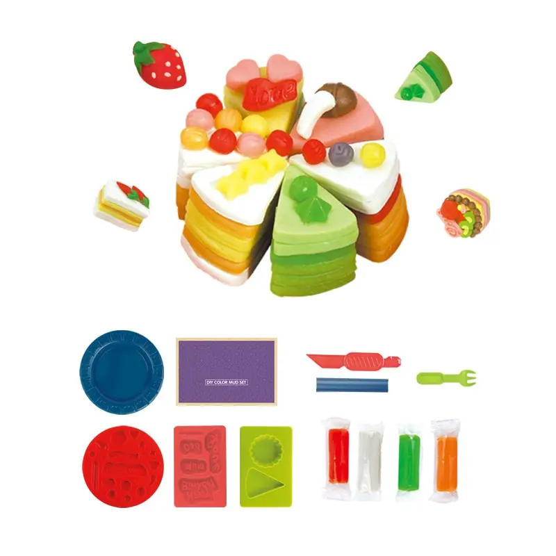 Children Art and Craft Non Toxic Plasticine Mould Kit Kids Educational DIY Color Clay Tool Party Birthday Cake Play Dough Set (2)