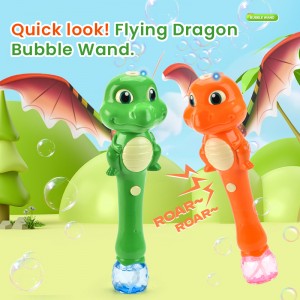 Orange/ Green Cartoon Flying Dragon Bubble Wand Toy with Light Music