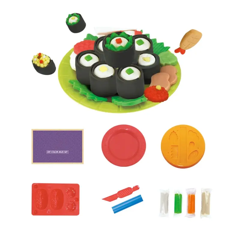 Children Montessori Sushi DIY Clay Tool Kit Playdough Rollers and Cutters Creative Color Plasticine Toys for Kids Boys Girls (2)