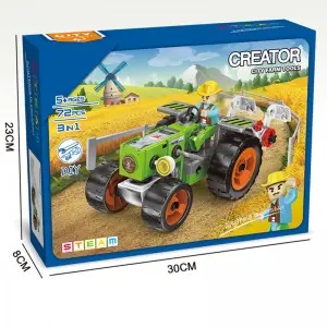 3-in-1 DIY Assembly Agriculture Truck Toy Harvester Plow Machine Construction Set City Vehicle Farm Tractor Building Kit For Kids