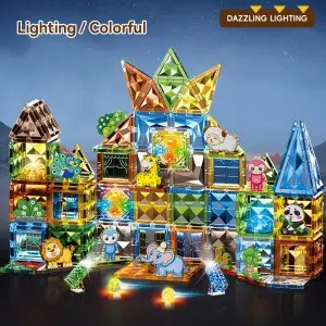 3D Diamond Animal Paradise Magnet Building Blocks Kids Educational Creative Magnetic Tiles Toys